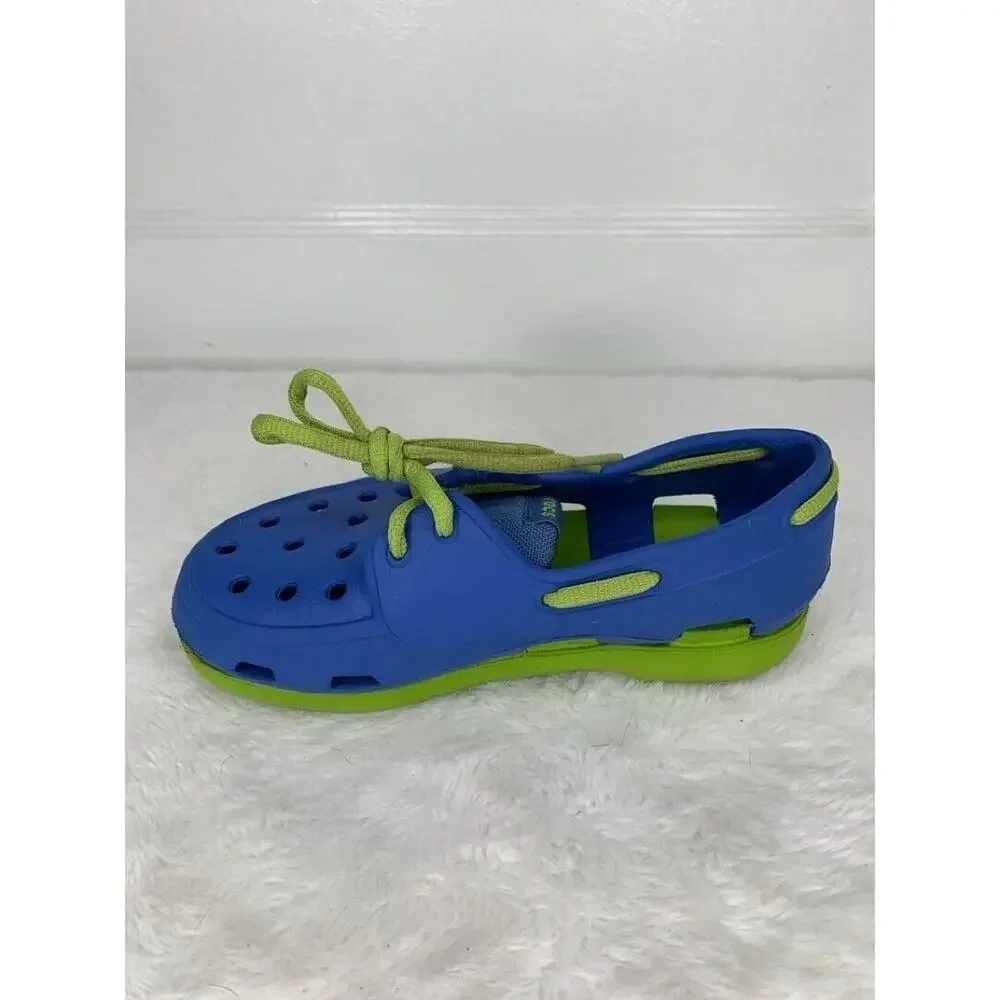 Kids Crocs Blue & Green Slip-On Shoes Size 13 Durable & Lightweight